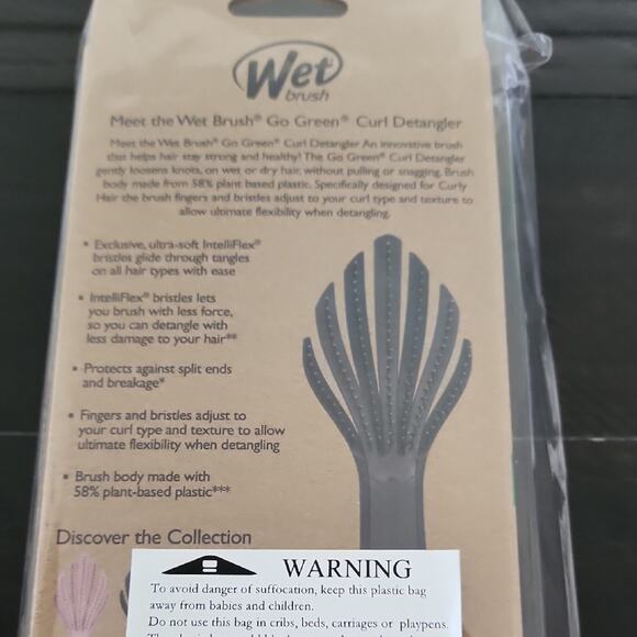 WET BRUSH Go Green Curl Detangler Hair Brush Detangle Full Size Black - Picture 6 of 6